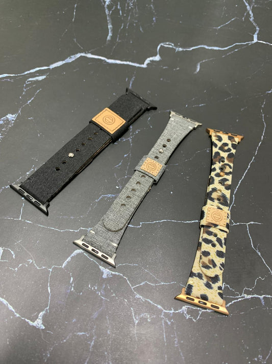 Canvas Faux Leather Watch Strap