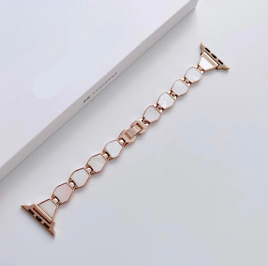 Rose Gold Accent Marble Watch Strap