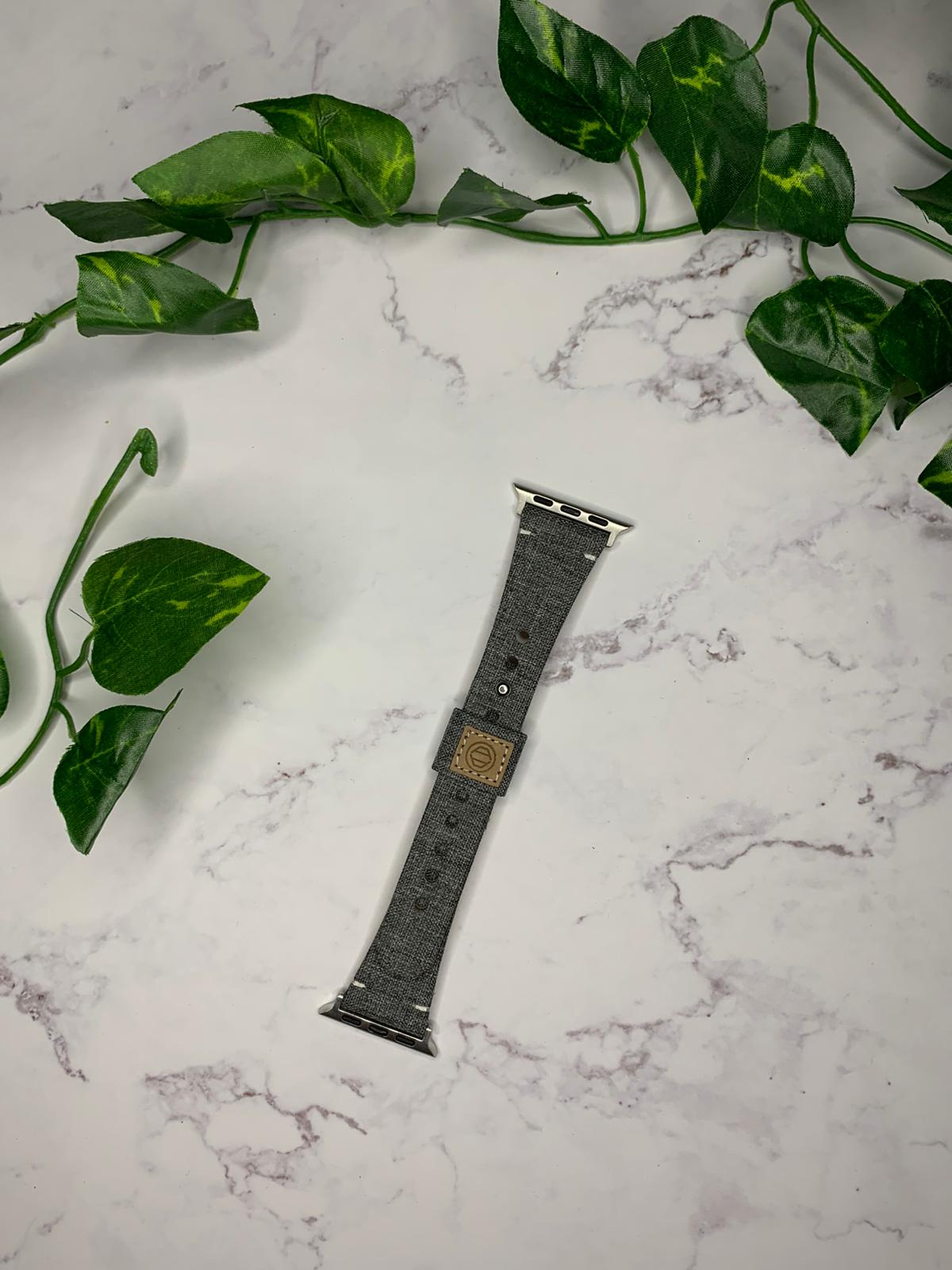 Canvas Faux Leather Watch Strap