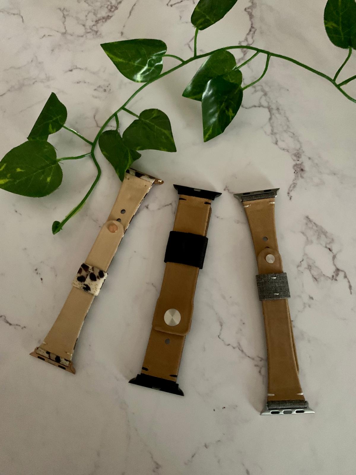 Canvas Faux Leather Watch Strap